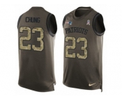 Men's Nike New England Patriots #23 Patrick Chung Limited Green Salute to Service Tank Top NFL Jersey