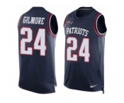 Men's Nike New England Patriots #24 Stephon Gilmore Limited Navy Blue Player Name & Number Tank Top NFL Jersey