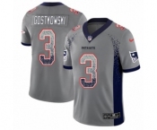 Men's Nike New England Patriots #3 Stephen Gostkowski Limited Gray Rush Drift Fashion NFL Jersey