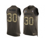 Men's Nike New England Patriots #30 Duron Harmon Limited Green Salute to Service Tank Top NFL Jersey
