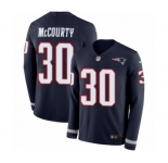 Men's Nike New England Patriots #30 Jason McCourty Limited Navy Blue Therma Long Sleeve NFL Jersey