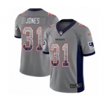 Men's Nike New England Patriots #31 Jonathan Jones Limited Gray Rush Drift Fashion NFL Jersey