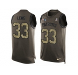 Men's Nike New England Patriots #33 Dion Lewis Limited Green Salute to Service Tank Top NFL Jersey