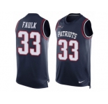 Men's Nike New England Patriots #33 Kevin Faulk Limited Navy Blue Player Name & Number Tank Top NFL Jersey