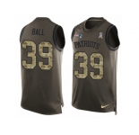 Men's Nike New England Patriots #39 Montee Ball Limited Green Salute to Service Tank Top NFL Jersey