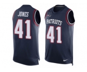 Men's Nike New England Patriots #41 Cyrus Jones Limited Navy Blue Player Name & Number Tank Top NFL Jersey
