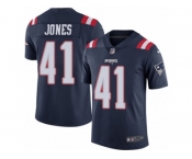 Men's Nike New England Patriots #41 Cyrus Jones Limited Navy Blue Rush NFL Jersey