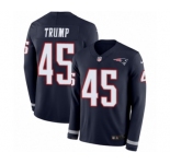 Men's Nike New England Patriots #45 Donald Trump Limited Navy Blue Therma Long Sleeve NFL Jersey