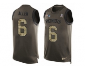 Men's Nike New England Patriots #6 Ryan Allen Limited Green Salute to Service Tank Top NFL Jersey