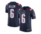 Men's Nike New England Patriots #6 Ryan Allen Limited Navy Blue Rush NFL Jersey