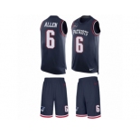 Men's Nike New England Patriots #6 Ryan Allen Limited Navy Blue Tank Top Suit NFL Jersey