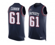 Men's Nike New England Patriots #61 Marcus Cannon Limited Navy Blue Player Name & Number Tank Top NFL Jersey