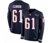 Men's Nike New England Patriots #61 Marcus Cannon Limited Navy Blue Therma Long Sleeve NFL Jersey