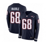 Men's Nike New England Patriots #68 LaAdrian Waddle Limited Navy Blue Therma Long Sleeve NFL Jersey
