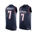 Men's Nike New England Patriots #7 Jacoby Brissett Limited Navy Blue Player Name & Number Tank Top NFL Jersey