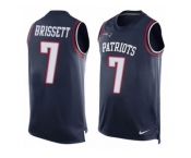 Men's Nike New England Patriots #7 Jacoby Brissett Limited Navy Blue Player Name & Number Tank Top NFL Jersey