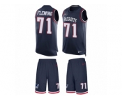 Men's Nike New England Patriots #71 Cameron Fleming Limited Navy Blue Tank Top Suit NFL Jersey