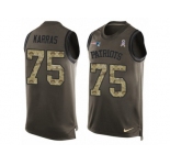 Men's Nike New England Patriots #75 Ted Karras Limited Green Salute to Service Tank Top NFL Jersey