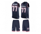 Men's Nike New England Patriots #77 Nate Solder Limited Navy Blue Tank Top Suit NFL Jersey