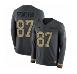 Men's Nike New England Patriots #87 Rob Gronkowski Limited Black Salute to Service Therma Long Sleeve NFL Jersey