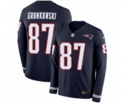Men's Nike New England Patriots #87 Rob Gronkowski Limited Navy Blue Therma Long Sleeve NFL Jersey