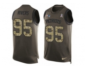 Men's Nike New England Patriots #95 Derek Rivers Limited Green Salute to Service Tank Top NFL Jersey