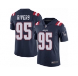 Men's Nike New England Patriots #95 Derek Rivers Limited Navy Blue Rush NFL Jersey