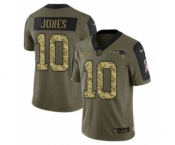 Men's Olive New England Patriots #10 Mac Jones 2021 Camo Salute To Service Limited Stitched Jersey