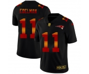 New England Patriots #11 Julian Edelman Men's Black Nike Red Orange Stripe Vapor Limited NFL Jersey