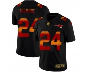 New England Patriots #24 Stephon Gilmore Men's Black Nike Red Orange Stripe Vapor Limited NFL Jersey