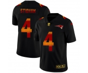 New England Patriots #4 Jarrett Stidham Men's Black Nike Red Orange Stripe Vapor Limited NFL Jersey