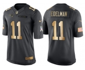 Nike New England Patriots #11 Julian Edelman Anthracite 2016 Christmas Gold Men's NFL Limited Salute to Service Jersey