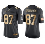 Nike New England Patriots #87 Rob Gronkowski Anthracite 2016 Christmas Gold Men's NFL Limited Salute to Service Jersey