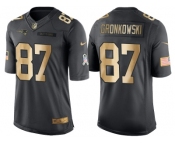 Nike New England Patriots #87 Rob Gronkowski Anthracite 2016 Christmas Gold Men's NFL Limited Salute to Service Jersey