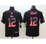 Nike Patriots #12 Tom Brady Black USA Flag Fashion Color Rush Limited Jersey