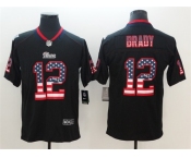 Nike Patriots #12 Tom Brady Black USA Flag Fashion Color Rush Limited Jersey