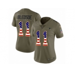 Women Nike New England Patriots #11 Drew Bledsoe Limited Olive USA Flag 2017 Salute to Service NFL Jersey