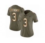 Women Nike New England Patriots #3 Stephen Gostkowski Limited Olive Gold 2017 Salute to Service NFL Jersey