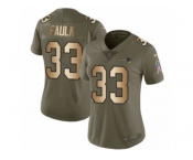 Women Nike New England Patriots #33 Kevin Faulk Limited Olive Gold 2017 Salute to Service NFL Jersey
