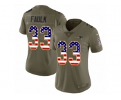 Women Nike New England Patriots #33 Kevin Faulk Limited Olive USA Flag 2017 Salute to Service NFL Jersey