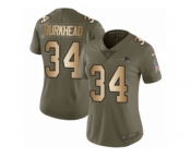 Women Nike New England Patriots #34 Rex Burkhead Limited Olive Gold 2017 Salute to Service NFL Jersey