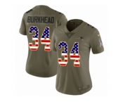 Women Nike New England Patriots #34 Rex Burkhead Limited Olive USA Flag 2017 Salute to Service NFL Jersey