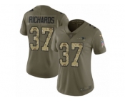 Women Nike New England Patriots #37 Jordan Richards Limited Olive Camo 2017 Salute to Service NFL Jersey