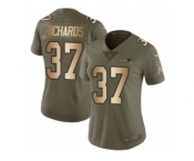 Women Nike New England Patriots #37 Jordan Richards Limited Olive Gold 2017 Salute to Service NFL Jersey