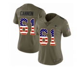Women Nike New England Patriots #61 Marcus Cannon Limited Olive USA Flag 2017 Salute to Service NFL Jersey