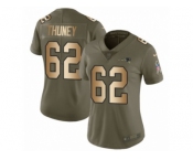 Women Nike New England Patriots #62 Joe Thuney Limited Olive Gold 2017 Salute to Service NFL Jersey