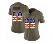 Women Nike New England Patriots #69 Shaq Mason Limited Olive USA Flag 2017 Salute to Service NFL Jersey