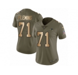 Women Nike New England Patriots #71 Cameron Fleming Limited Olive Gold 2017 Salute to Service NFL Jersey