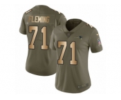 Women Nike New England Patriots #71 Cameron Fleming Limited Olive Gold 2017 Salute to Service NFL Jersey