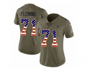 Women Nike New England Patriots #71 Cameron Fleming Limited Olive USA Flag 2017 Salute to Service NFL Jersey